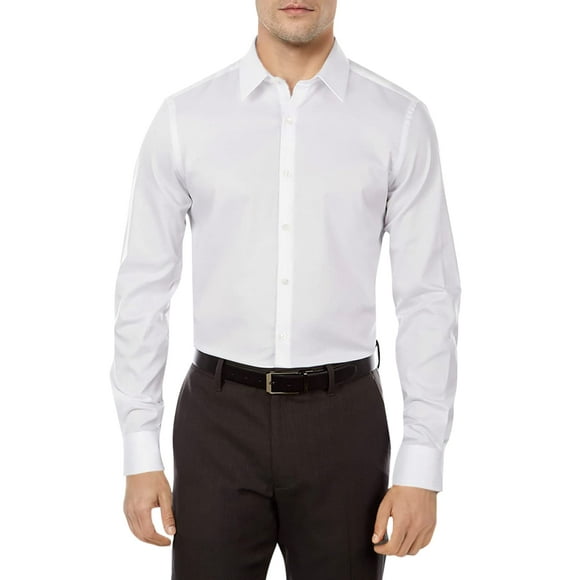Van Heusen Men's Flex Collar Slim Fit Stretch Dress Shirt, White, 15" Neck 32"-33" Sleeve