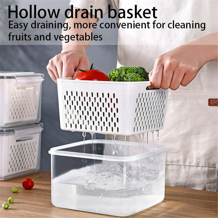 Glass Cereal Storage Containers Fruit Vegetable Storage Containers For  Fridge Draining Fresh Containers Produce Savers Storage Containers Large