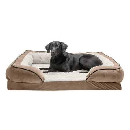 UPC: 0842229119671 | FurHaven Pet Products Velvet Waves Perfect Comfort Orthopedic Sofa-Style Pet Bed for Dogs & Cats – Brownstone Jumbo