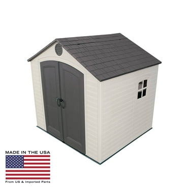 Lifetime Lockable DIY Polyethylene Outdoor Double Door Storage Shed, 8' x 7.5', Tan & Brown (6411)