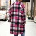 thumbnail image 5 of Atkumj Long Plaid Trench Coat Men Trendy Turndown Collar Button Down Overcoat Casual Long Sleeve Winter Coats with Side Pockets L, 5 of 7
