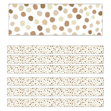 UPC: 0194629113552 | Carson Dellosa Education CD-108444-6 Natural Polka Dots Straight Border – Pack of 6