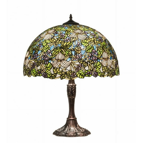 Meyda Tiffany 232797 Trillium And Violet 3 Light 26" Tall Buffet Table Lamp - MultiColor