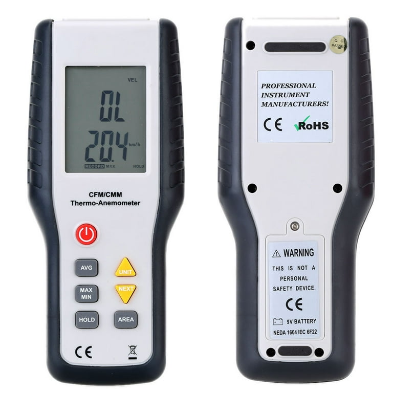 LM-8010 4 in 1, Anemometer with air Flow (CMM, CFM) Humidity Meter Light  Meter Thermometer: : Industrial & Scientific