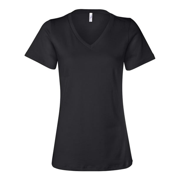 Bella Canvas 6405 Missy Jersey Short Sleeve V Neck T Shirt L Black Walmart