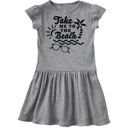 

Inktastic Take me To The Beach with Sunglasses and Palm Trees Gift Toddler Girl Dress