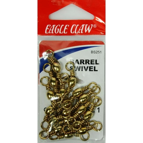 Eagle Claw Barrel Swivel, Brass, Size 1, 12 Pack