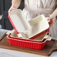 thumbnail image 6 of Rectangular Porcelain Baking Dish Set, 4 Piece Red, Multi-Size Kitchen Cookware, 6 of 7