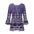 thumbnail image 4 of Sakmal Womens Tops Clearance Under $10 3/4 Sleeve Purple Button Floral V-Neck Tunic Womens Shirts for Summer, 4 of 4