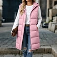 thumbnail image 6 of Ywyfzly Women's Long Puffer Vest Hooded Zip Up Sleeveless Padded Gilet with Pockets Solid Color Fall Winter Outerwear Pink L, 6 of 9