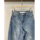 thumbnail image 2 of Pantalones vaqueros rectos con agujero y letras grabadas con láser King para mujer, para parecer fino y versátil, novedad de 2024, 2 of 5