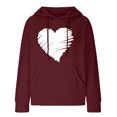 thumbnail image 4 of Fashion Waffle Long Sleeve Hoodies for Women Plus Size Cute Graphic Print Casual Pullover Sweatshirt Fall Winter Tops(Wine,L), 4 of 5