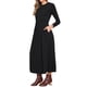thumbnail image 4 of Vestido Maxi de Punto Acanalado INSPIRE CHIC para Mujer, Cintura Alta, Con Pliegues en la Parte Frontal, Manga Larga, Corte A, Talla S, Color Negro, 4 of 6