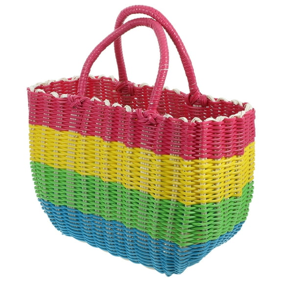 FOMIYES Orange Plastic Storage Basket with Handle for Convenient Use and Stylish Home Decor M Size