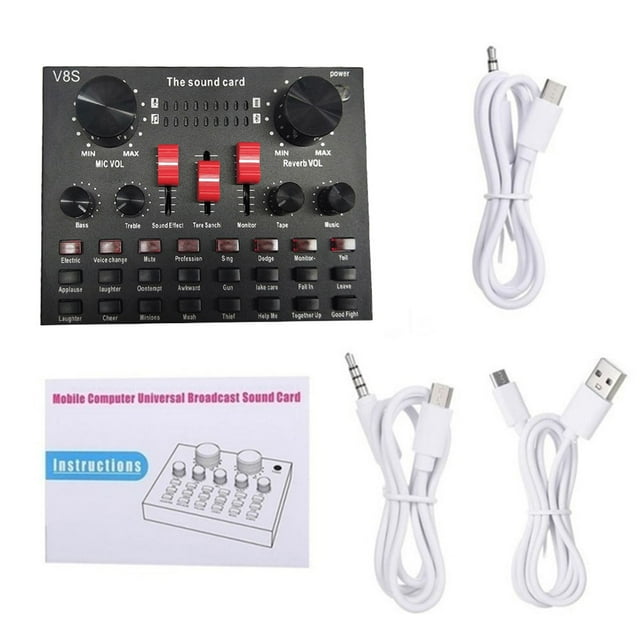 Sound Card, LiveSound Card Audio Mixer Podcast Equipment Audio Recording Equipments for Live Streaming Gaming Audio Mixer