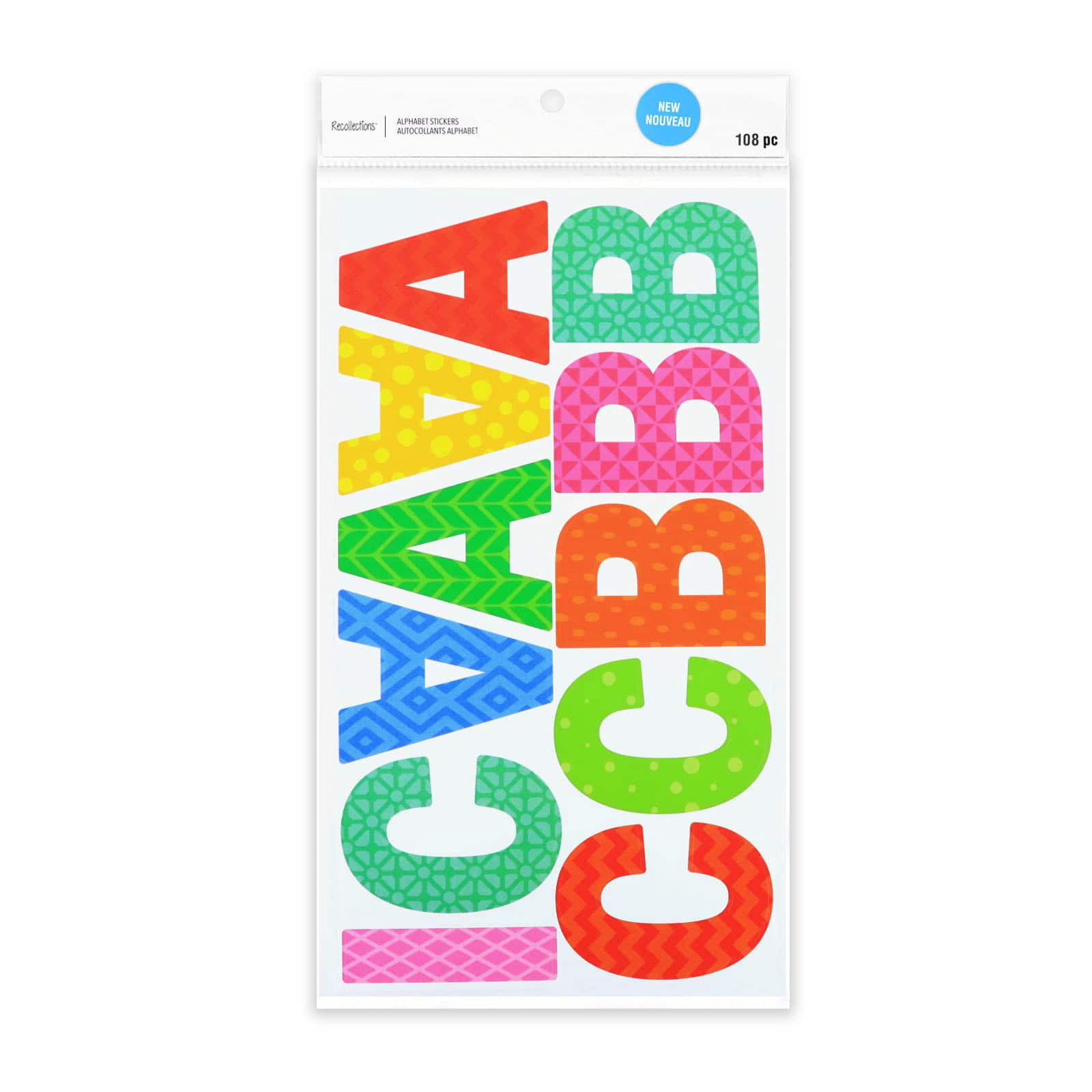 Recollections Printed Block Alphabets Stickers, 12 Pack