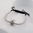 thumbnail image 2 of EOEMY Charm Men'S Bright Zircon Micro Pave Black Natural Stone Round Beaded Bracelets-Silver Crown-4, 2 of 2