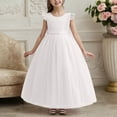 thumbnail image 2 of MEZZALL Child Elegant Long Girls Formal Dress With Bow And Beaded For Birthday Party Pageant Gown Long Sleeve O-Neck Festival Sundress Lovely, 2 of 6