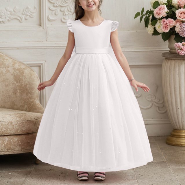 Robes pour Fille, Robe en Tulle à Volants, Robe d'Été pour Filles, Robe d'Anniversaire, Tenues pour Tout-Petites et Bébés Filles 9-10 Ans