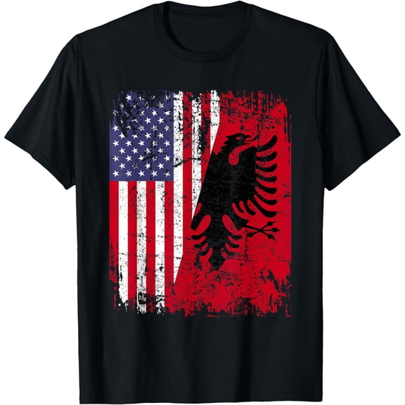 ALBANIAN ROOTS | Red Eagle | ALBANIA American, Flag T-Shirt mens t hirt men，black，women，misfits，journey ，boys
