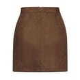 thumbnail image 6 of Deago Women's High Waist Faux Suede Side Split Bodycon Short A Line Mini Pencil Skirt (Brown, XL), 6 of 9