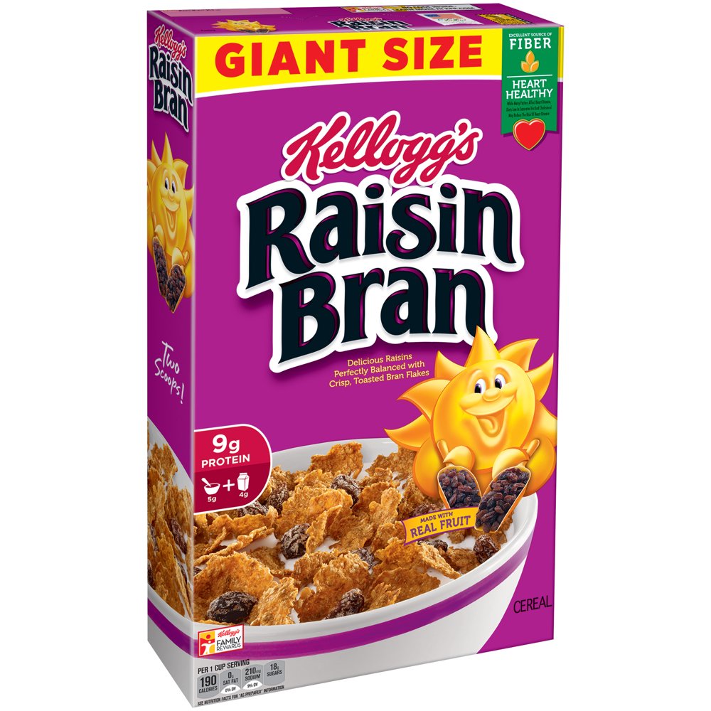 Kellogg's Raisin Bran Breakfast Cereal, Real Raisins, 30.3 Oz