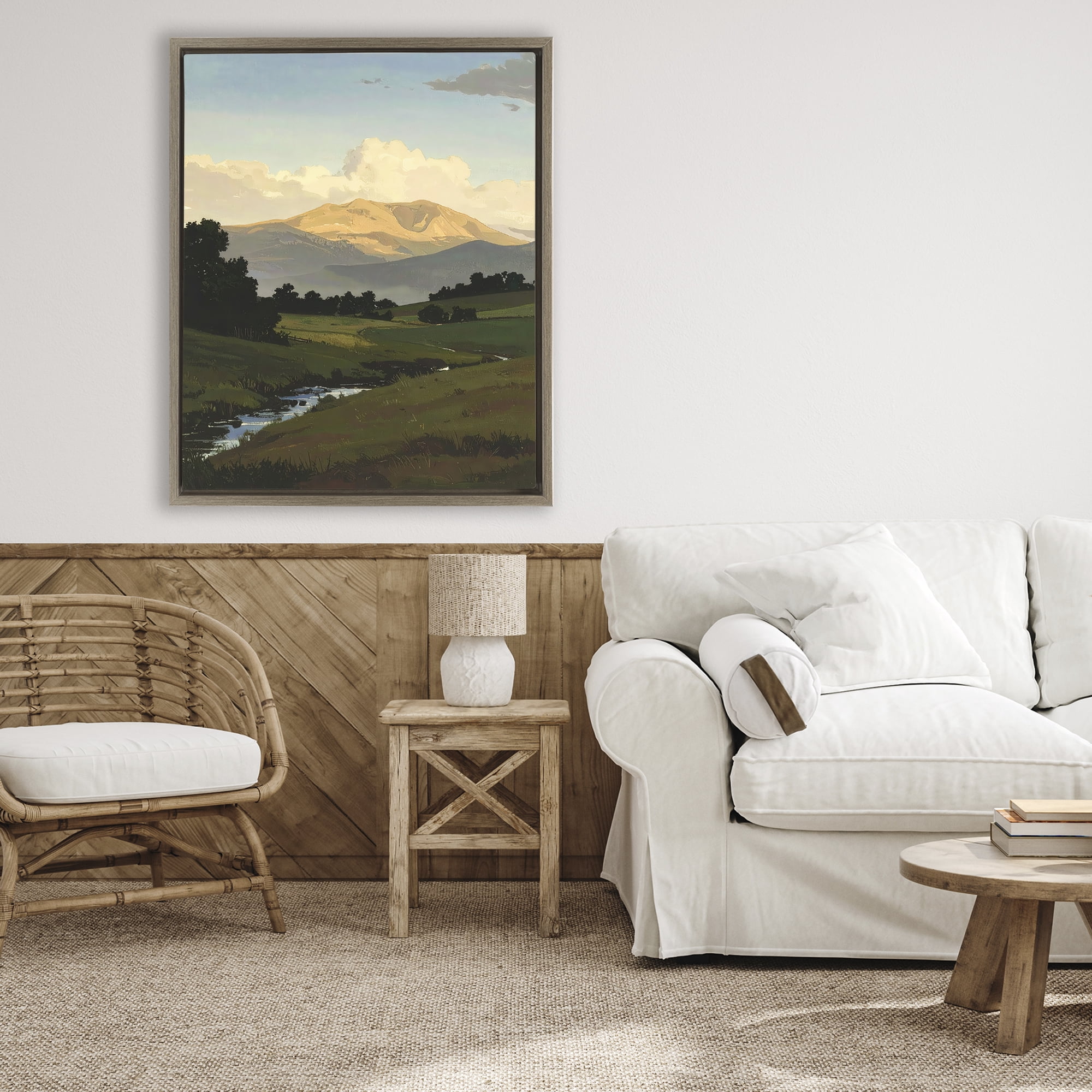 Stupell Industries Across The Valley Nature Brown Framed Floater Canvas Wall Art, design by Alonza Saunders