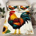 thumbnail image 2 of jejeloiu Orange Sunflower Floral Twin Sheet Sets,Rustic Farm Chicken Twin Fitted Sheet,Old Wooden Board Flat Sheet,Breathable Bedroom Decorative,3pcs, 2 of 7