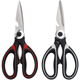 thumbnail image 1 of Tijeras para carne resistentes, tijeras para aves, aptas para lavavajillas, tijeras para cocinar alimentos, tijeras multiusos de acero inoxidable para uso general Blanco+Rojo Jormftte CPB-US-WZY73-3, 1 of 5