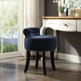 thumbnail image 1 of Inspired Home Bardot Velvet Vanity Stool Nailhead Trim Roll Back Bedroom, Navy, 1 of 9