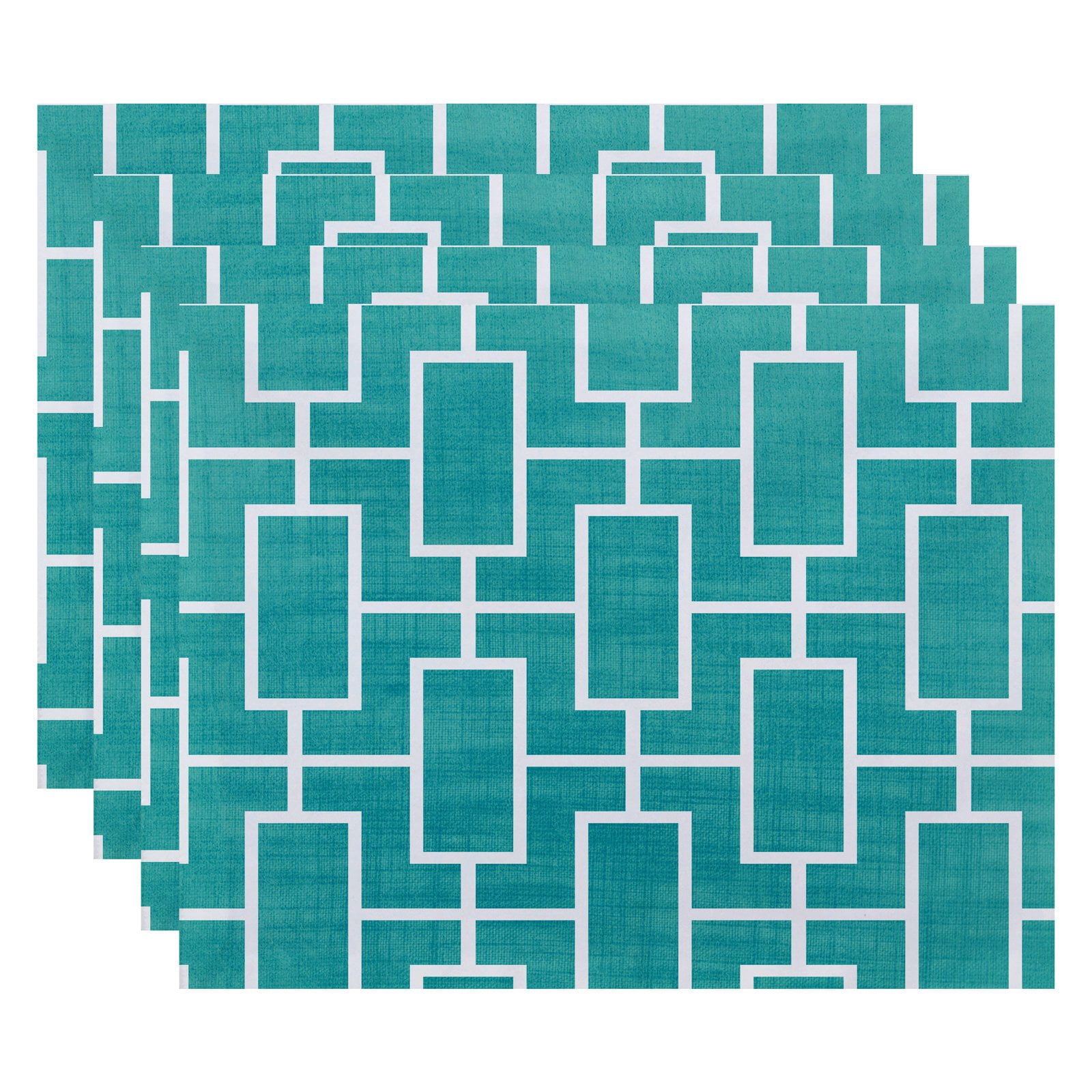 Simply Daisy, 18 x 14 Inch Screen Lattice Geometric Print Placemat (set of 4), Yellow