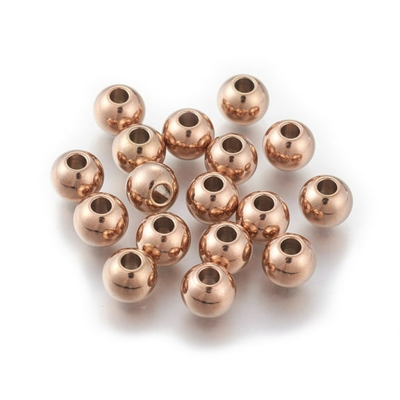 Ion Plating(IP) 304 Stainless Steel Spacer Beads Round Rose Gold 3mm Hole: 1mm
