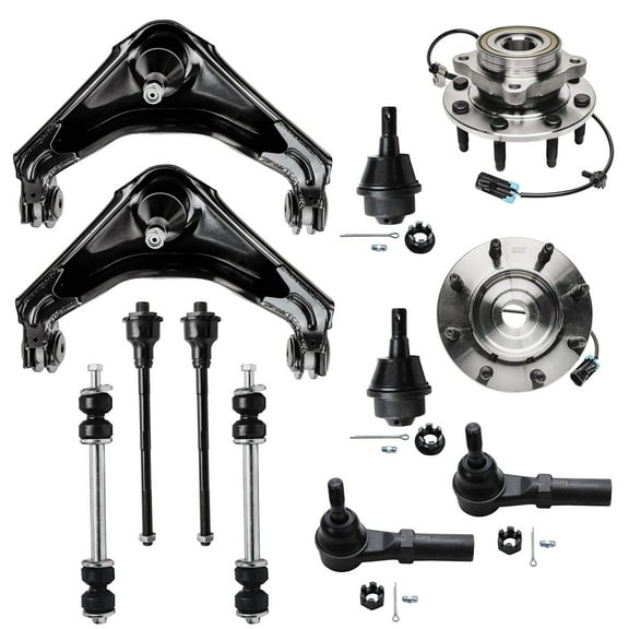 Detroit Axle - 4WD Front End Kit for Silverado Suburban Avalanche Sierra Yukon XL 2500 3500 H2 [8-Lug] Upper Control Arms Lower Ball Joints Wheel Bearing Hubs Sway Bars Tie Rods Replacement