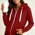 thumbnail image 2 of Jsaierl Womens Zip Up Hoodies Casual Solid Color Hooded Sweatshirt Holiday Comfort Long Sleeve Jackets Fall Clothes S-2XL, 2 of 6