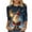 F-Multicolor, variant on LEBONYARD Ladies' Christmas Printing Round Neck Sweatshirts Casual 3/4 Sleeve Loose Fit Top