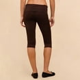 thumbnail image 5 of Women Fold Over Capri Leggings Y2K Low Rise Elastic Waist Cropped Pants Knee-Length Skinny Yoga Athletic Pants Brown M, 5 of 9