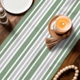 thumbnail image 4 of Table Runners 60 Inches Long, Sage Green Stripes Cotton Linen Kitchen Dining Coffee Table Runner for Party Home Decor, Modern Minimalist Horizontal Ombre Lines Tabletop Dresser Scarves 13x60 Inch, 4 of 9