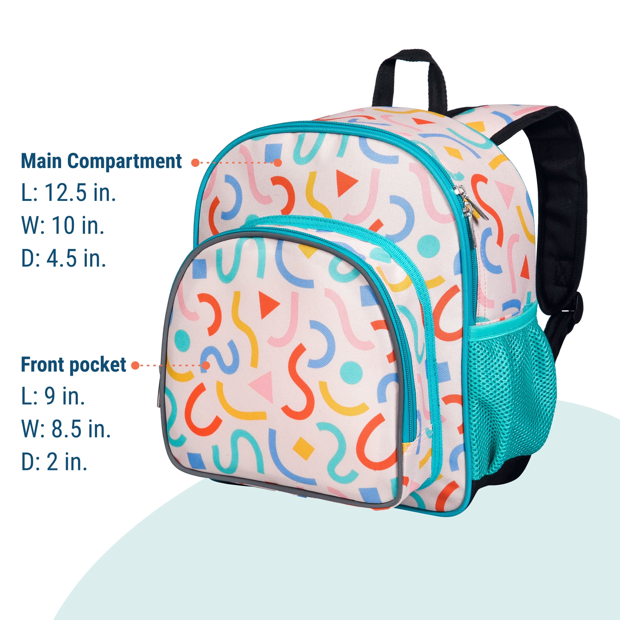 Wildkin Kids 12 Inch Backpack for Toddler Boys and Girls, Insulated Front Pocket (Confetti Peach)