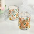 thumbnail image 2 of Yayeee 2 Pack Qtip Holder Bathroom Cotton Swab Canister with Lid Clear Dispenser Set, Orange Retro Flower, 2 of 6
