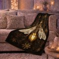 thumbnail image 6 of Winter Steampunk Insect Flannel Blanket with Gold Wings Snowflakes Holly Gear Art, Dark Brass Holiday Machinery Style, Gothic Sofa Bedroom Home Decor, Christmas Gift, 6 of 9