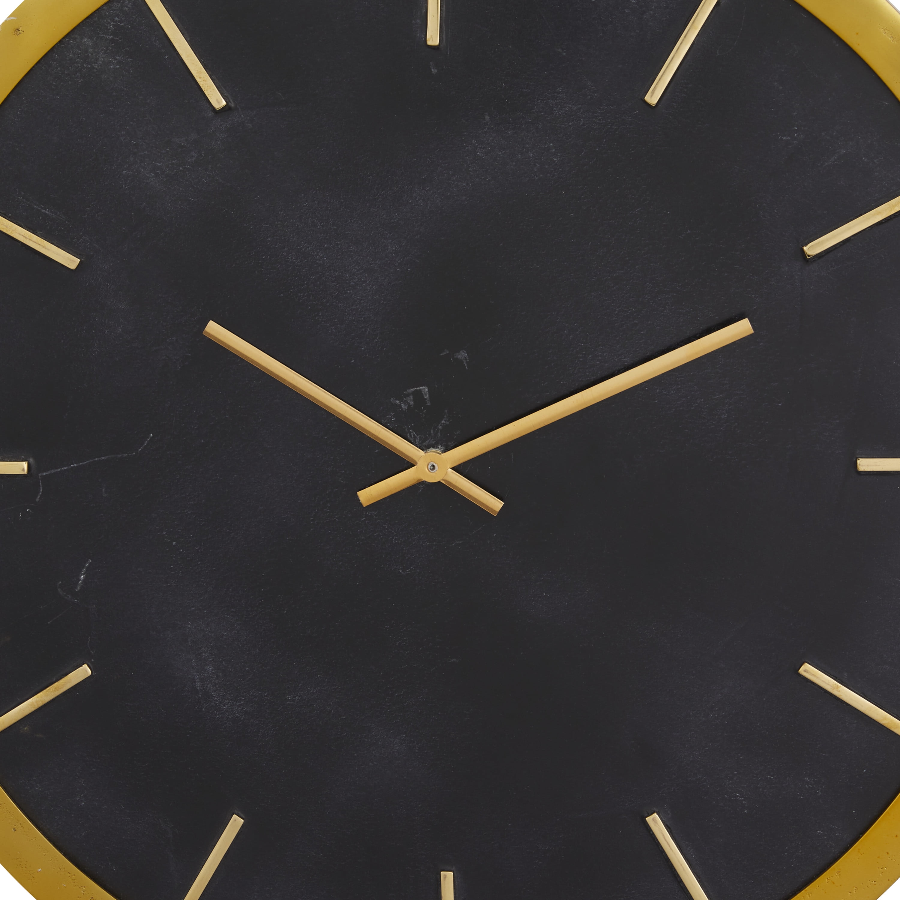CosmoLiving by Cosmopolitan 19" Black Marble Round Wall Clock with Black Face