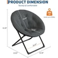 thumbnail image 3 of Adult saucer chair - oversized foldable faux fur lounge chair con gold metal frame, comfy seat para dormitorio, dorm o sala de estar (gray), 3 of 7