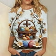 thumbnail image 2 of BiZtdJrK Womens Easter Day Shirt Funny Bunny Rabbit Printed Tops Fashion Colored Eggs Graphic Tees Spring Summer 3/4 Sleeve Shirts Multicolor XL Ofertas Flash Del Dia, 2 of 6