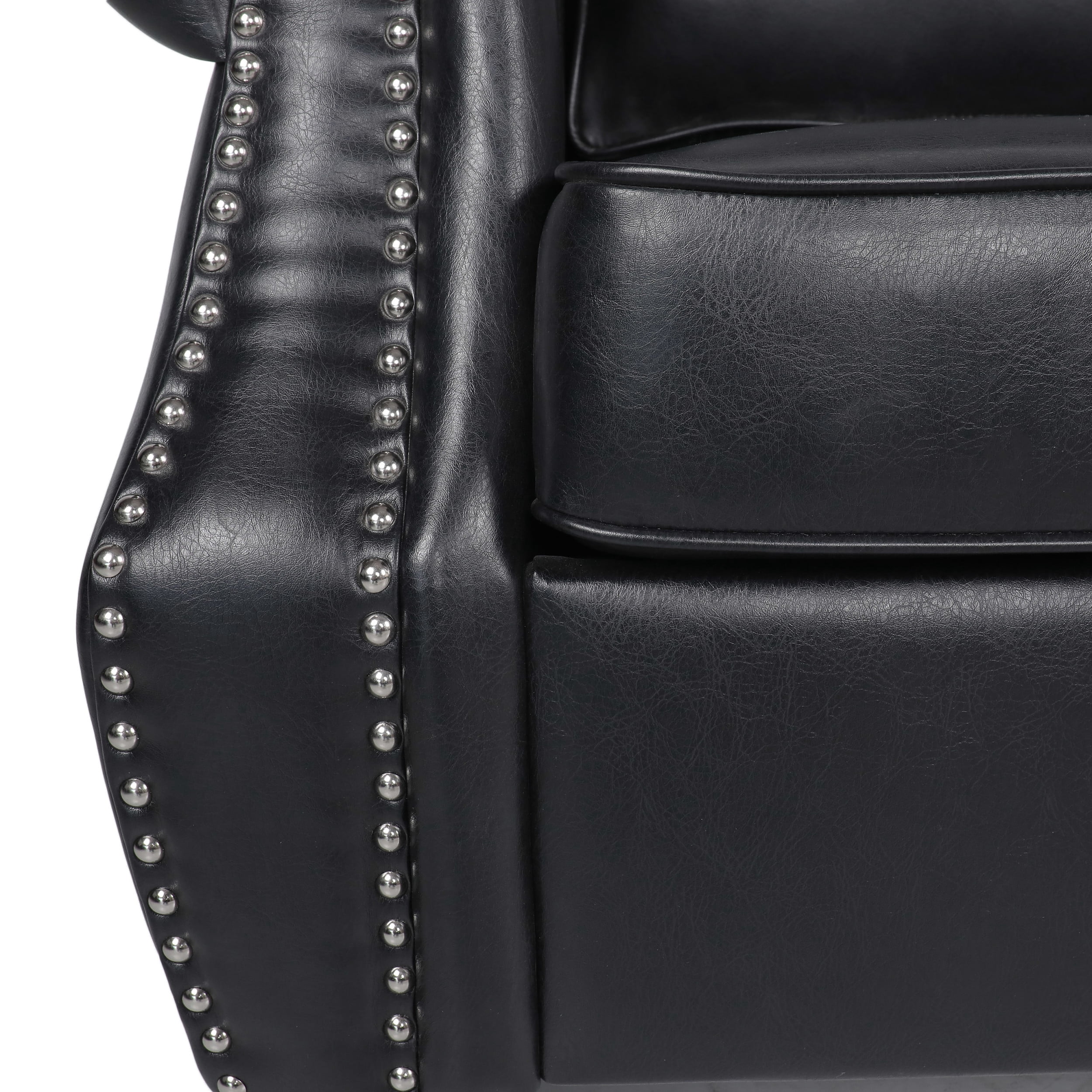Noble House Amedou Faux Leather 3 Piece Club Chair and Sofa Set, Midnight Black and Dark Brown