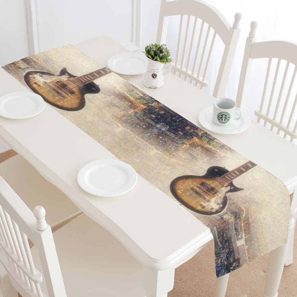 MYPOP Electric Music Guitar Table Runner Placemat 16x72 inches, Modern