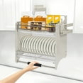 thumbnail image 3 of 2 Tier Pull Down Cabinet Organizer Pull Out Cabinet Wall Shelf Spice Dishes Rack, 3 of 12