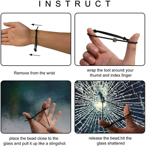 GJX Tungsten Carbide Bead Safety Emergency Car Window Breaker Wristbands Escape Bracelet Self Rescue Tool