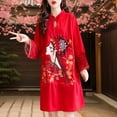 thumbnail image 1 of Elegante vestido cheongsam chino para mujer: elegante y versátil , Talla M Rojo, 1 of 8