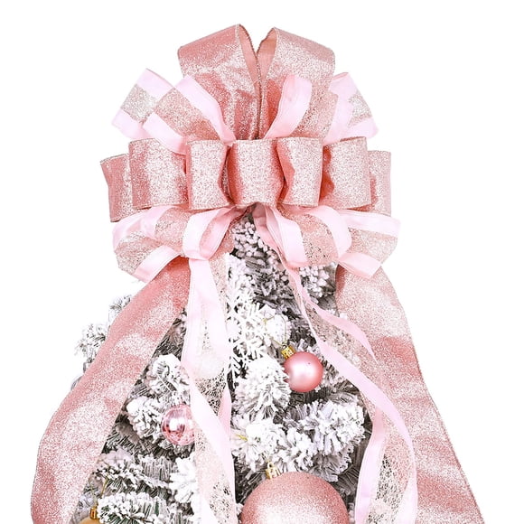 Decoración para árbol de Navidad CANGBI, 40 x 33 cm, malla satinada en oro rosa