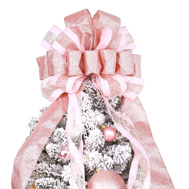 Decoración para árbol de Navidad CANGBI, 40 x 33 cm, malla satinada en oro rosa